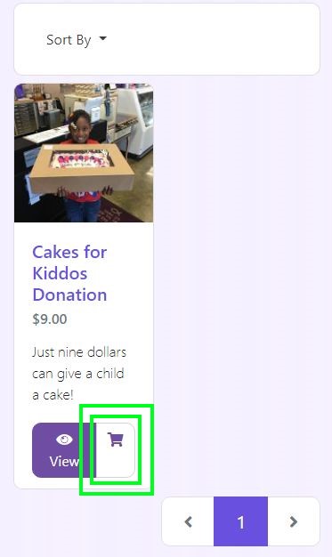 Add to cart button on a donation